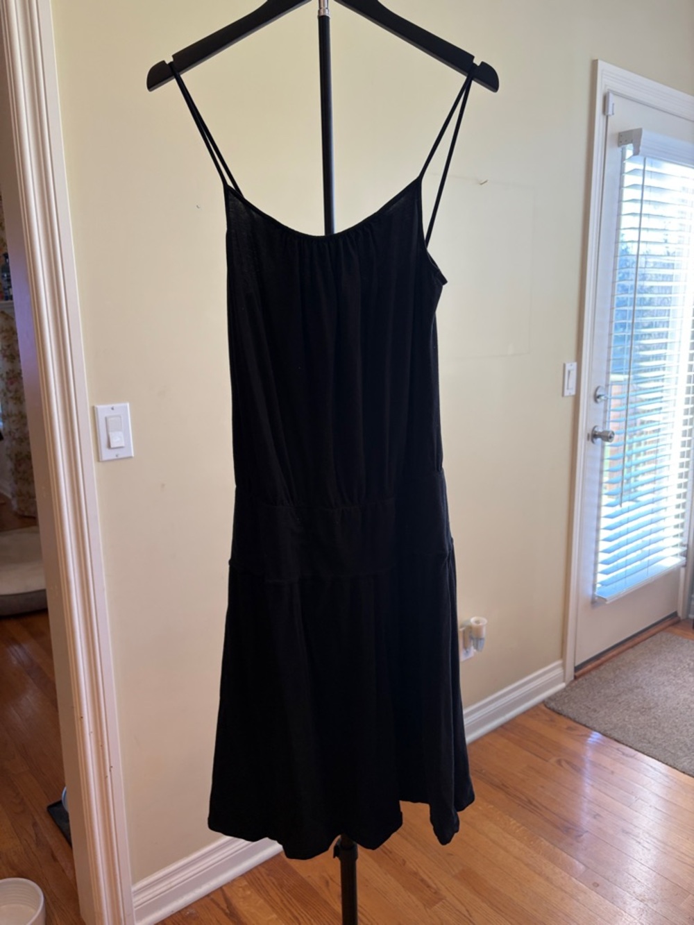 James Perse Black Spaghetti-Strap Midi Dress